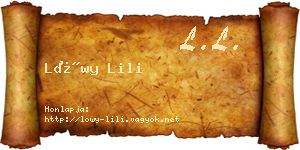 Lőwy Lili névjegykártya
